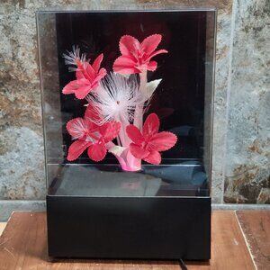 Vintage Fiber Optic Flower Lamp Night Light Music Box Plays Its A Small World A